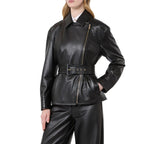 Max Mara Black Lambskin Leather Jacket
