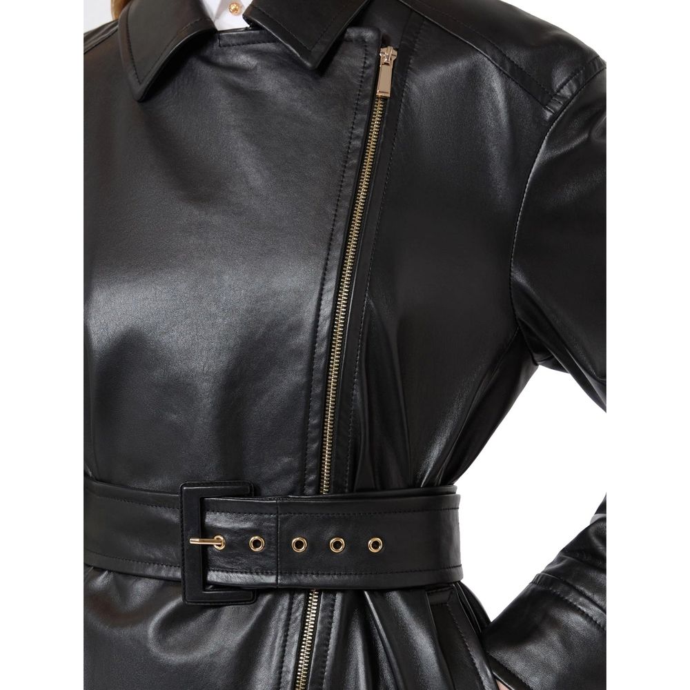 Max Mara Black Lambskin Leather Jacket