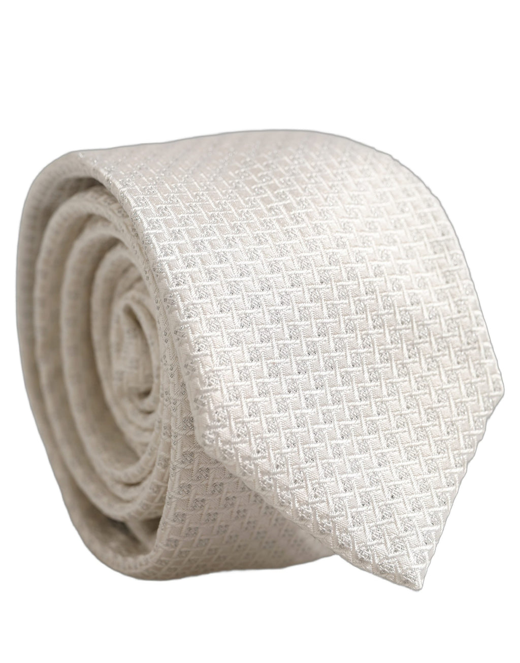 Dolce & Gabbana Men Off White Silk Woven Adjustable Tied Necktie Tie