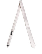 Dolce & Gabbana Men Off White Silk Satin Adjustable Tied Necktie Tie