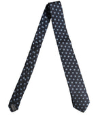 Dolce & Gabbana Men Blue Silk Geometric Adjustable Tied Necktie Tie