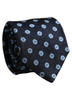 Dolce & Gabbana Men Blue Silk Geometric Adjustable Tied Necktie Tie