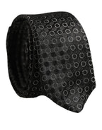 Dolce & Gabbana Men Black Silk Geometric Adjustable Tied Necktie Tie
