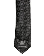 Dolce & Gabbana Men Black Silk Geometric Adjustable Tied Necktie Tie