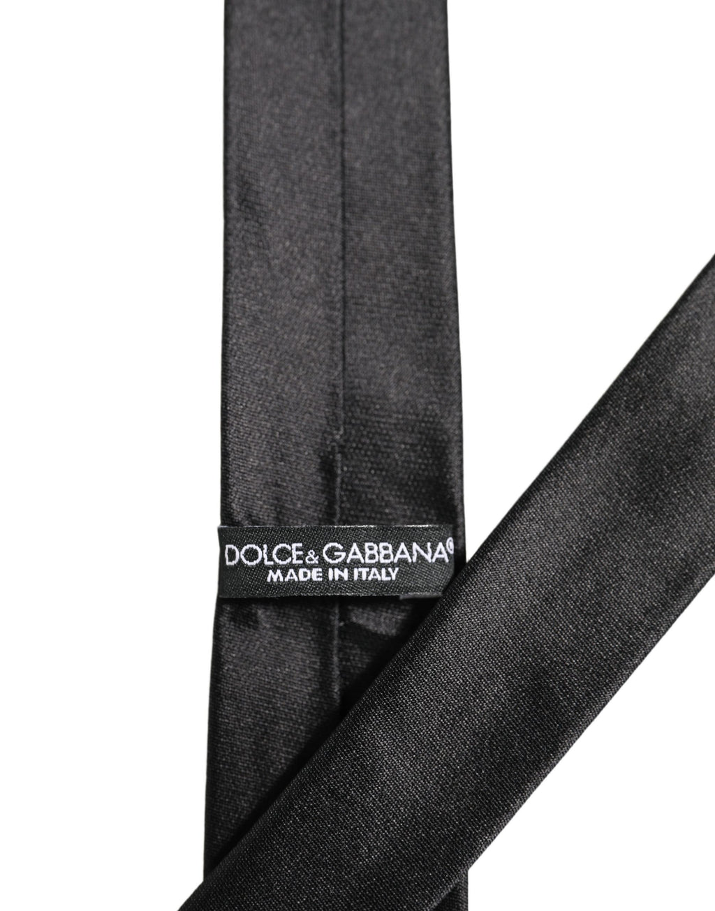 Dolce & Gabbana Men Black Satin Silk Classic Adjustable Tied Necktie Tie