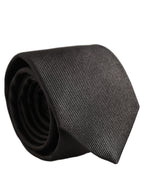 Dolce & Gabbana Men Dark Gray Silk Classic Adjustable Tied Necktie Tie