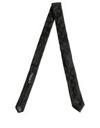 Dolce & Gabbana Men Black Crown Pattern Silk Adjustable Tied Necktie Tie