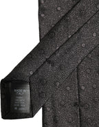 Dolce & Gabbana Men Black Polka Dot Silk Adjustable Tied Necktie Tie