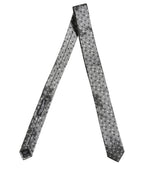 Dolce & Gabbana Men Gray Polka Dot Silk Adjustable Tied Necktie Tie