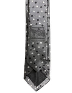Dolce & Gabbana Men Gray Polka Dot Silk Adjustable Tied Necktie Tie
