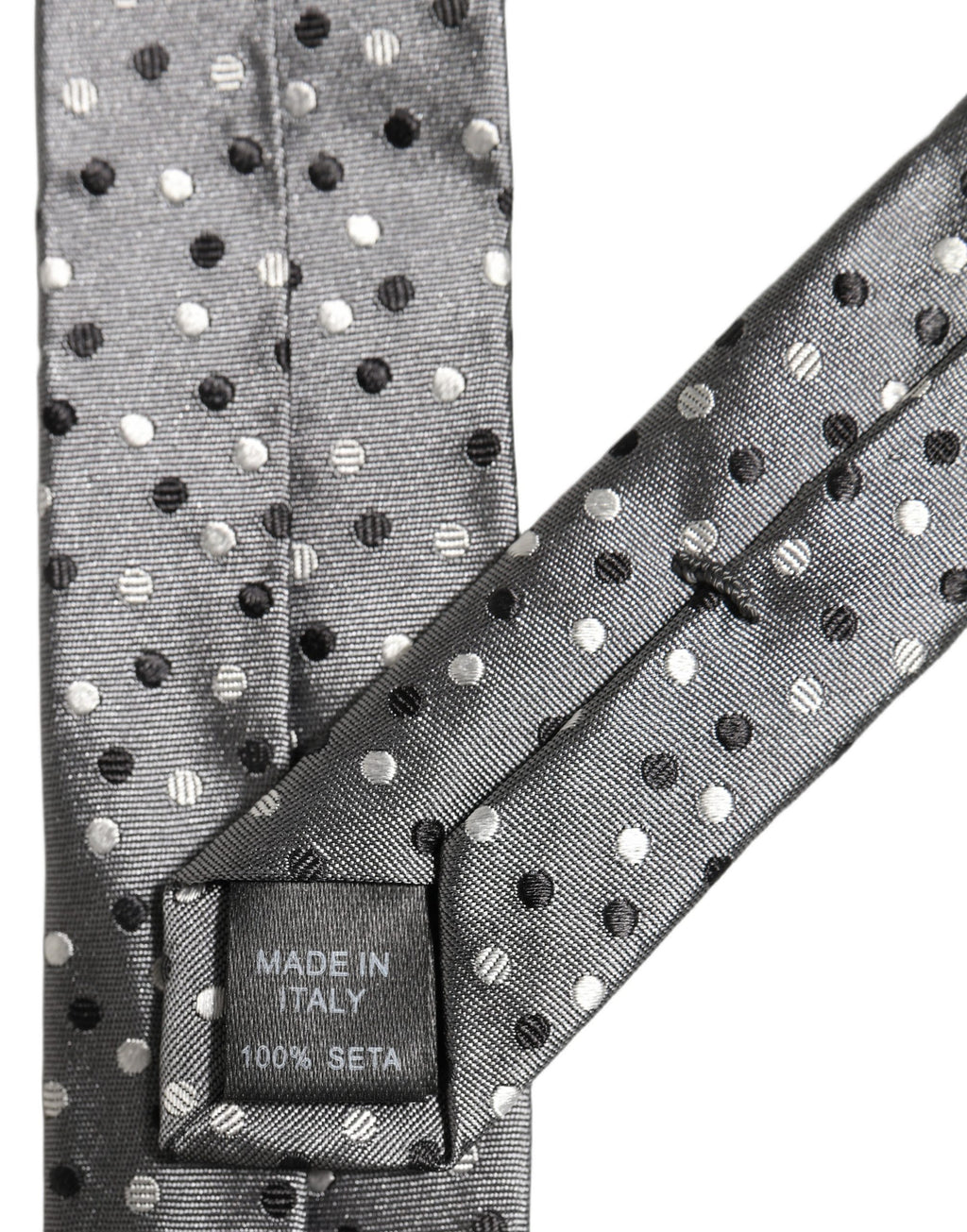 Dolce & Gabbana Men Gray Polka Dot Silk Adjustable Tied Necktie Tie