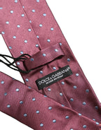 Dolce & Gabbana Men Maroon Silk Polka Dot Adjustable Tied Necktie Tie
