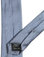 Dolce & Gabbana Men Light Blue Textured Silk Adjustable Tied Necktie Tie