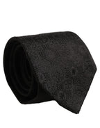 Dolce & Gabbana Men Black Silk Geometric Adjustable Tied Necktie Tie