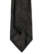 Dolce & Gabbana Men Black Silk Geometric Adjustable Tied Necktie Tie