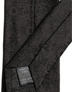 Dolce & Gabbana Men Black Silk Geometric Adjustable Tied Necktie Tie