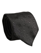 Dolce & Gabbana Men Black Polka Dot Silk Adjustable Tied Necktie Tie