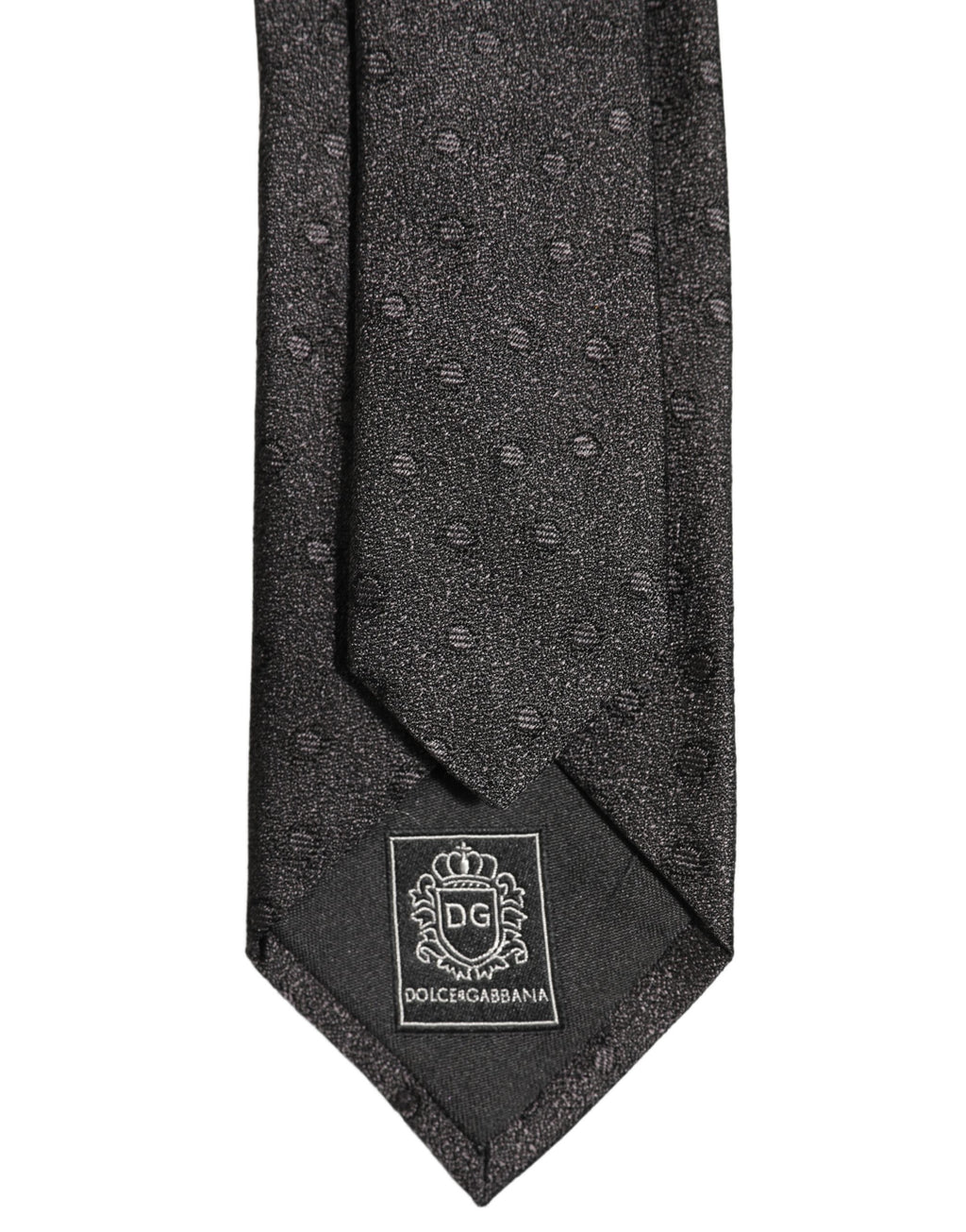 Dolce & Gabbana Men Black Polka Dot Silk Adjustable Tied Necktie Tie