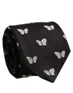 Dolce & Gabbana Men Black Silk Butterfly Adjustable Tied Necktie Tie