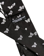 Dolce & Gabbana Men Black Silk Butterfly Adjustable Tied Necktie Tie