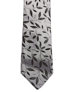 Dolce & Gabbana Men Gray Silk Leaf Pattern Adjustable Tied Necktie Tie