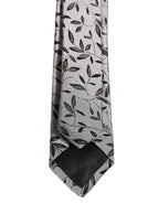 Dolce & Gabbana Men Gray Silk Leaf Pattern Adjustable Tied Necktie Tie