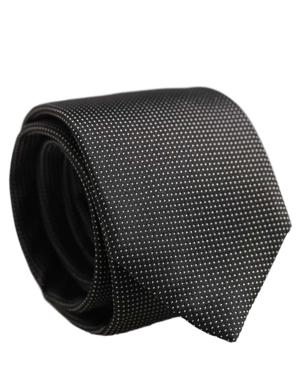 Dolce & Gabbana Black Silk Micro Polka Dot Adjustable Tied Necktie Tie