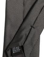 Dolce & Gabbana Black Silk Micro Polka Dot Adjustable Tied Necktie Tie