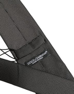 Dolce & Gabbana Black Silk Micro Polka Dot Adjustable Tied Necktie Tie