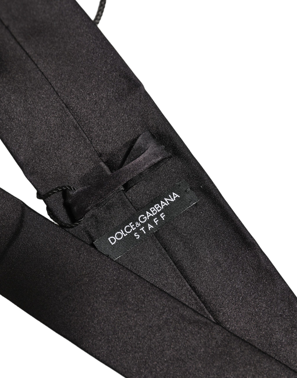 Dolce & Gabbana Black Satin 100% Silk Adjustable Tied Men Necktie Tie