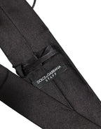 Dolce & Gabbana Black Satin 100% Silk Adjustable Tied Men Necktie Tie