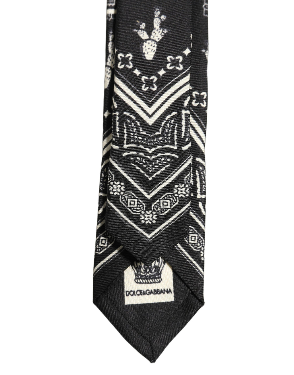 Dolce & Gabbana Black Patterned 100%Silk Adjustable Necktie Accessory Tie