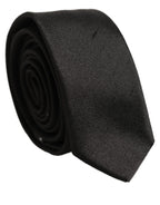 Dolce & Gabbana Black Satin Textured Adjustable Necktie Men Accessory Tie