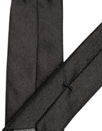 Dolce & Gabbana Black Satin Textured Adjustable Necktie Men Accessory Tie