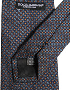 Dolce & Gabbana Dark Blue Geometric Silk Adjustable Necktie Accessory Tie