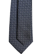 Dolce & Gabbana Dark Blue Silk Geometric Adjustable Tied Necktie Tie