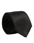 Dolce & Gabbana Black Swirl Pattern Silk Adjustable Necktie Accessory Tie