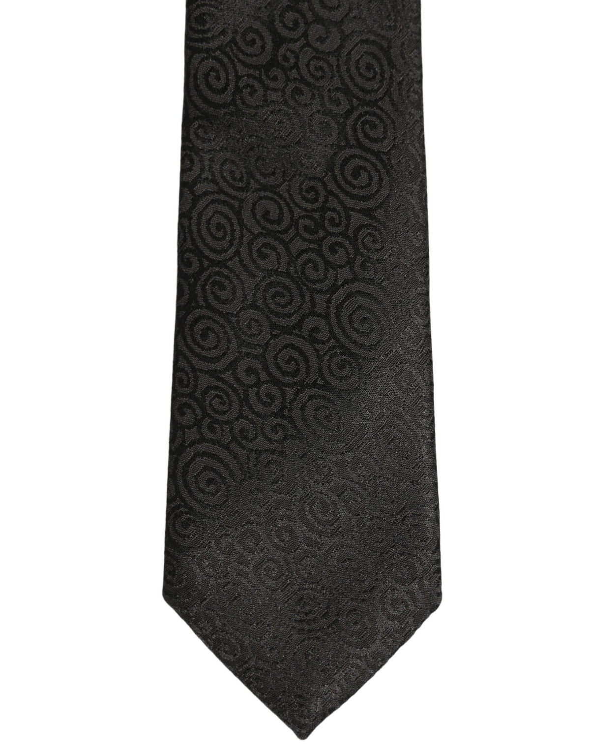 Dolce & Gabbana Black Swirl Pattern Silk Adjustable Necktie Accessory Tie