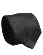 Dolce & Gabbana Black Swirl Pattern Silk Adjustable Necktie Accessory Tie
