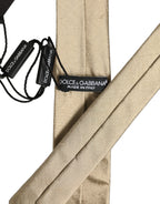 Dolce & Gabbana Gold Satin Silk Textured Adjustable Necktie Accessory Tie