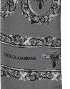Dolce & Gabbana Men Gray Bee Silk Skinny Twilly Foulard Scarf
