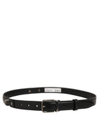Dolce & Gabbana Black Leather Silver Tone Metal Buckle Belt