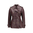 Burberry Bordeaux Calf Leather Bos Taurus Coat