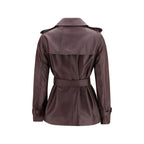 Burberry Bordeaux Calf Leather Bos Taurus Coat