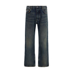 Off-White Blue Cotton Straight-Leg Jeans