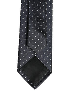 Dolce & Gabbana Dark Blue Polka Dot Silk Adjustable Necktie Accessory Tie