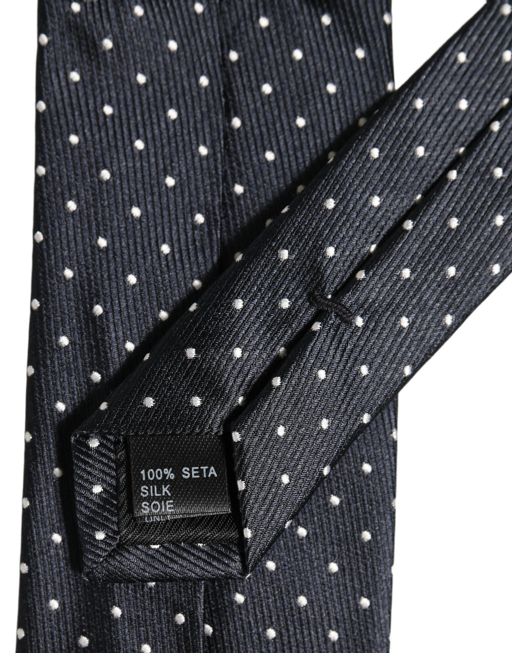 Dolce & Gabbana Dark Blue Polka Dot Silk Adjustable Necktie Accessory Tie