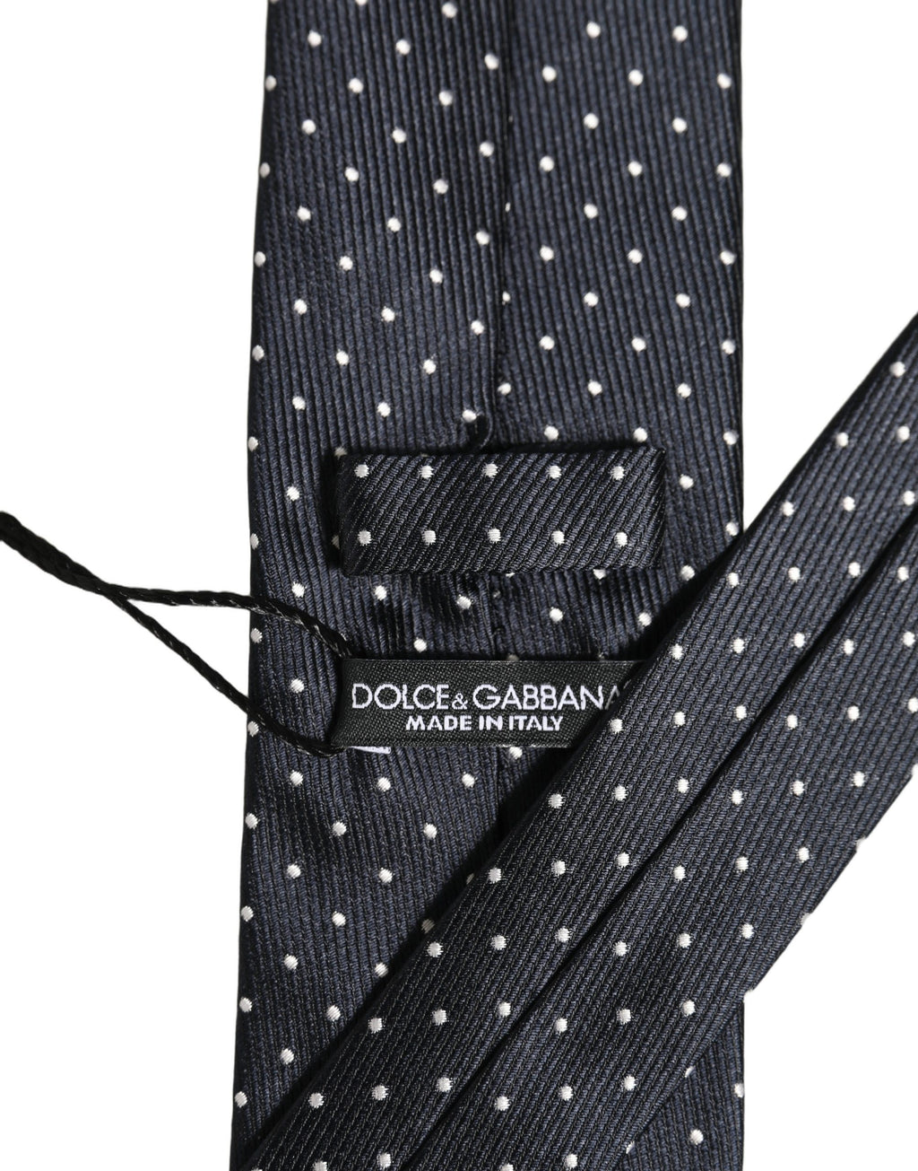 Dolce & Gabbana Dark Blue Polka Dot Silk Adjustable Necktie Accessory Tie
