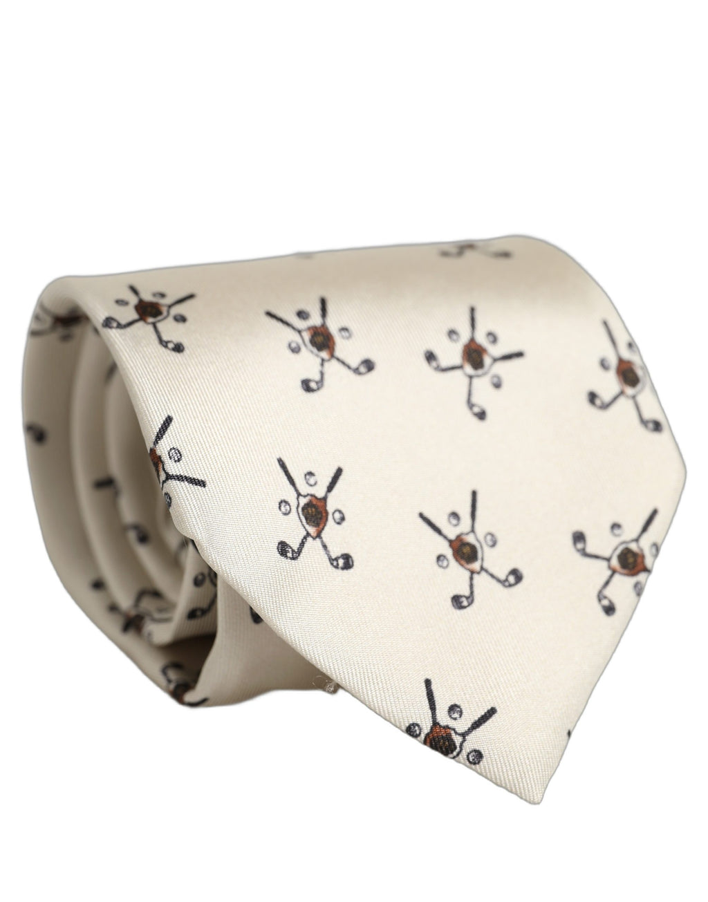 Dolce & Gabbana Off White Printed Silk Adjustable Necktie Accessory  Tie