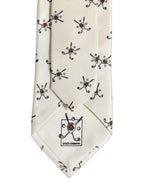 Dolce & Gabbana Off White Printed Silk Adjustable Necktie Accessory  Tie